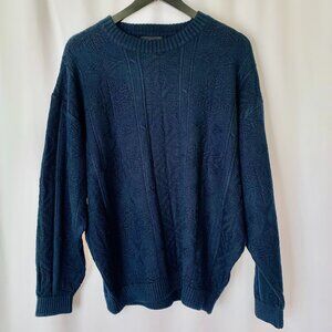 VTG BOGNER Men's Dark Blue Wool Blend Apres Ski Sweater Size M Fits like L